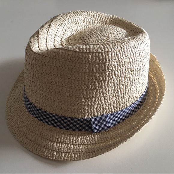 🛍 3 for $12 | Kids’ fedora w/ gingham print trim - Picture 1 of 3